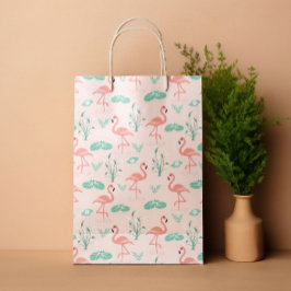 Tropischer Sommer Flamingo Pastellrosa Mittlere Geschenktüte