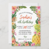Tropischer Sommer Flora Erster Geburtstag Einladun Einladung (Vorderseite)