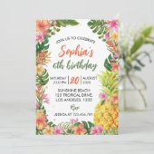 Tropischer Sommer Flora Erster Geburtstag Einladun Einladung (Stehend Vorderseite)