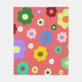 Tropischer Sommer Floral Botanisch kühl farbig Fleecedecke (Vorderseite)