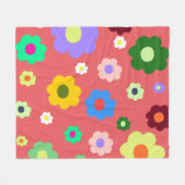 Tropischer Sommer Floral Botanisch kühl farbig Fleecedecke (Vorderseite (Horizontal))
