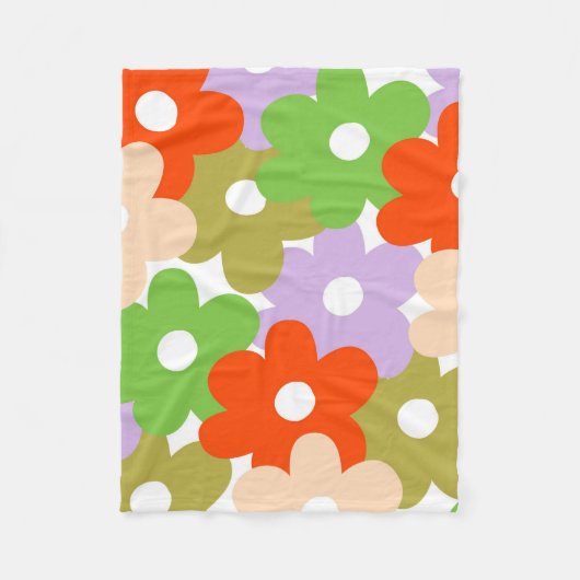 Tropischer Sommer Floral Botanisch kühl farbig Fleecedecke (Vorderseite)