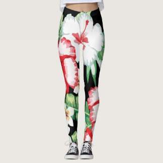 Tropischer Sommer Hibiskus der Blüten Plumeria Leggings