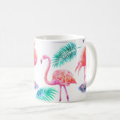 Tropischer Sommer mit Flamingos-Blätter und Exo Kaffeetasse (VorderseiteRechts)