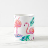 Tropischer Sommer mit Flamingos-Blätter und Exo Kaffeetasse (Mittel)