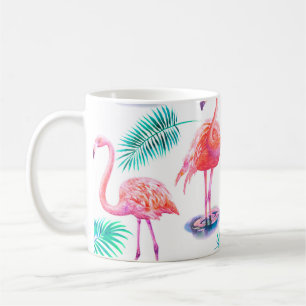 Tropischer Sommer mit Flamingos-Blätter und Exo Kaffeetasse