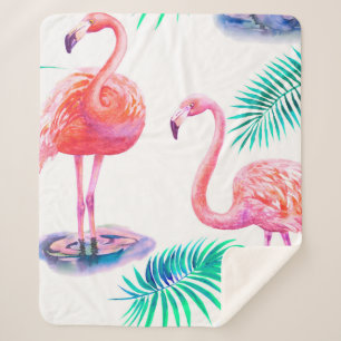 Tropischer Sommer mit Flamingos-Blätter und Exo Sherpadecke