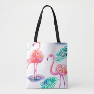 Tropischer Sommer mit Flamingos-Blätter und Exo Tasche