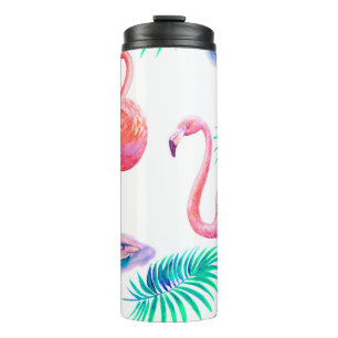 Tropischer Sommer mit Flamingos-Blätter und Exo Thermosbecher
