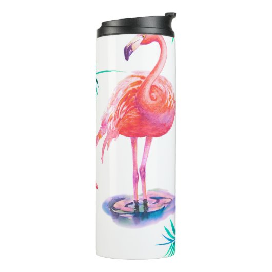 Tropischer Sommer mit Flamingos-Blätter und Exo Thermosbecher (Nach links gedreht)