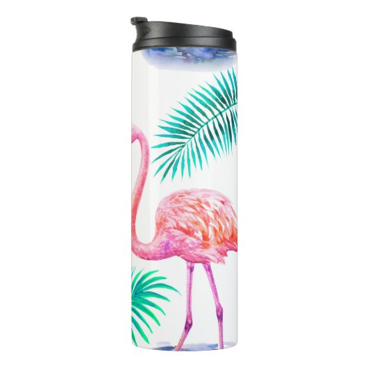 Tropischer Sommer mit Flamingos-Blätter und Exo Thermosbecher (Nach rechts gedreht)