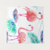 Tropischer Sommer mit Flamingos-Blätter und Exo Wandteppich (Vorderseite (Horizontal))