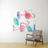 Tropischer Sommer mit Flamingos-Blätter und Exo Wandteppich (Beispiel (Horizontal))