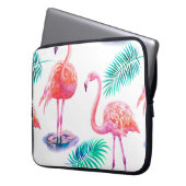 Tropischer Sommer mit Flamingos-Palmen-Blätter und Laptopschutzhülle (Vorderseite Links)