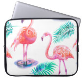 Tropischer Sommer mit Flamingos-Palmen-Blätter und Laptopschutzhülle (Vorderseite)