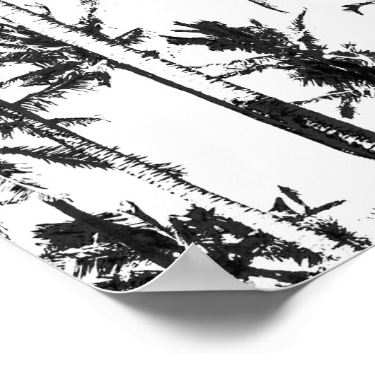 Tropischer Sommer mit schwarz-weißer Palme Poster (Ecke)