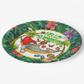 Tropischer Sommer Pappteller (Schrägansicht)