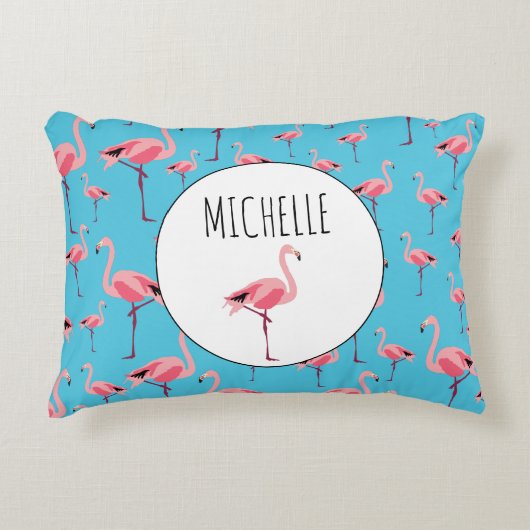 Tropischer Sommer Pink Flamingo Muster Dekokissen (Vorderseite)