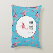 Tropischer Sommer Pink Flamingo Muster Dekokissen (Rückseite(Vertikal))