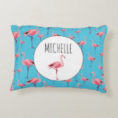 Tropischer Sommer Pink Flamingo Muster Dekokissen (Rückseite)