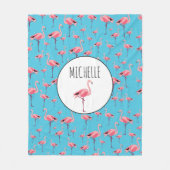 Tropischer Sommer Pink Flamingo Muster Fleecedecke (Vorderseite)