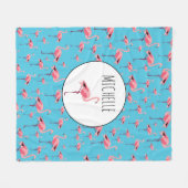 Tropischer Sommer Pink Flamingo Muster Fleecedecke (Vorderseite (Horizontal))