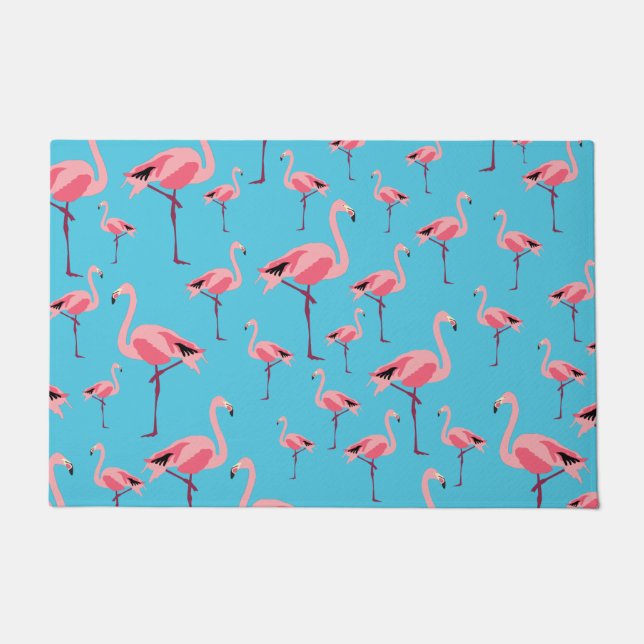 Tropischer Sommer Pink Flamingo Muster Fußmatte (Vorderseite)