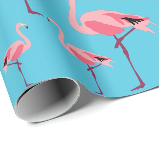 Tropischer Sommer Pink Flamingo Muster Geschenkpapier (Rolleneckpunkt)