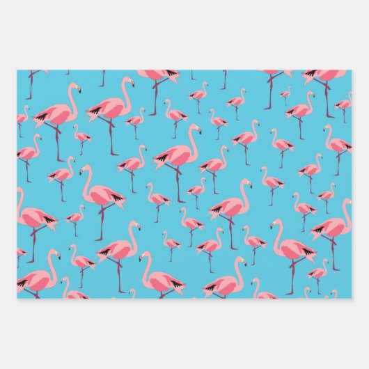 Tropischer Sommer Pink Flamingo Muster Geschenkpapier Set (Vorderseite 3)