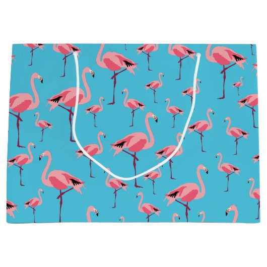 Tropischer Sommer Pink Flamingo Muster Große Geschenktüte (Vorderseite)