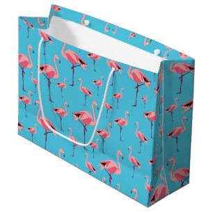 Tropischer Sommer Pink Flamingo Muster Große Geschenktüte