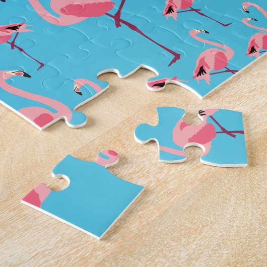Tropischer Sommer Pink Flamingo Muster Puzzle (Seite)