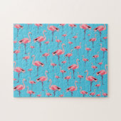 Tropischer Sommer Pink Flamingo Muster Puzzle (Horizontal)