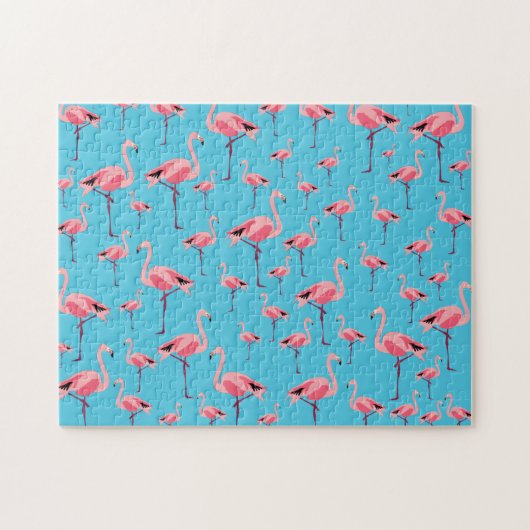 Tropischer Sommer Pink Flamingo Muster Puzzle (Horizontal)