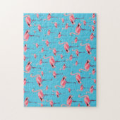 Tropischer Sommer Pink Flamingo Muster Puzzle (Vertikal)