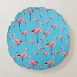 Tropischer Sommer Pink Flamingo Muster Rundes Kissen
