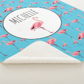 Tropischer Sommer Pink Flamingo Muster Sherpadecke (3/4)