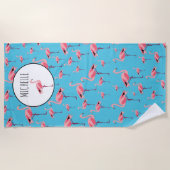 Tropischer Sommer Pink Flamingo Muster Strandtuch (Vorderseite)