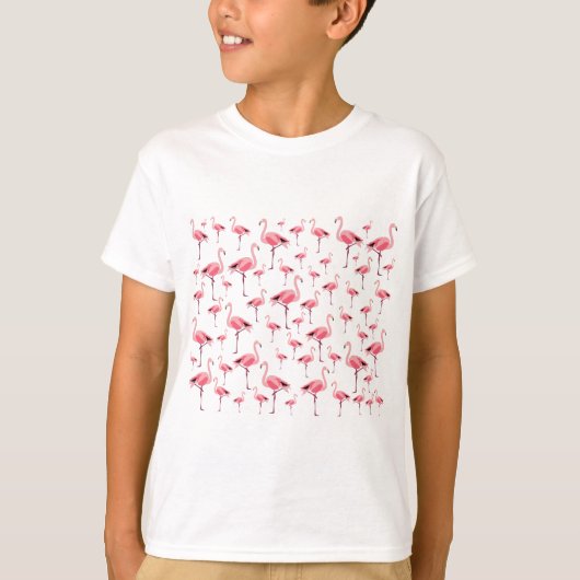 Tropischer Sommer Pink Flamingo Muster T-Shirt (Vorderseite)
