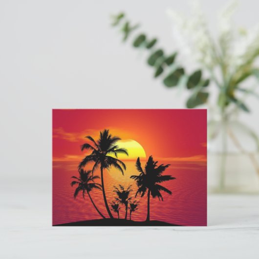 Tropischer Sommer Postkarte (Stehend Vorderseite)