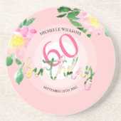 Tropischer Sommer Rosa Flora Wasserfarbe Getränkeuntersetzer (Vorne)