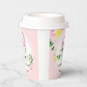 Tropischer Sommer Rosa Flora Wasserfarbe Pappbecher (Rechts)