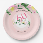 Tropischer Sommer Rosa Flora Wasserfarbe Pappteller (Vorderseite)