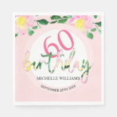 Tropischer Sommer Rosa Flora Wasserfarbe Serviette (Vorderseite)