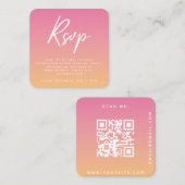 Tropischer Sommer Rosa Orange Wedding RSVP QR Code Begleitkarte (Vorne/Hinten)