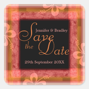 Tropischer Sommer - Save the Date Quadratischer Aufkleber