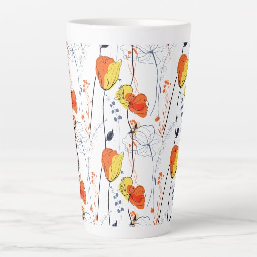 Tropischer Sommer | Schöne gelbe Blumen Design Milchtasse (Vorderseite)