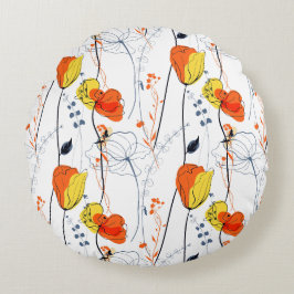 Tropischer Sommer | Schöne gelbe Blumen Design Rundes Kissen