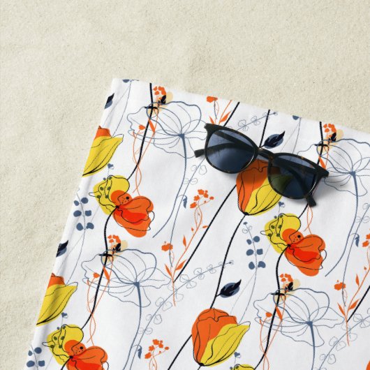 Tropischer Sommer | Schöne gelbe Blumen Design Strandtuch (Beispiel)