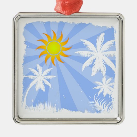 Tropischer Sommer Silbernes Ornament (Vorne)